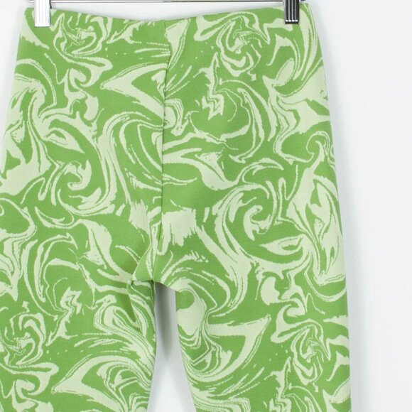 Zara Lime Green Marble Swirl Pull On Flare Pants Retro Hippie Womens Size Small - Picture 7 of 7